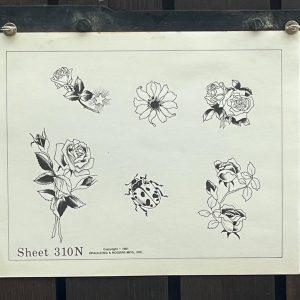 Vintage Tattoo Flash 310N Flower Tattoo Designs-Spaulding & Rogers