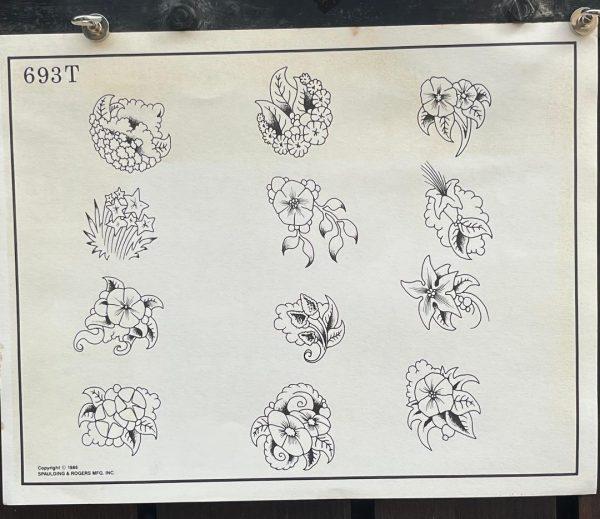 Vintage Tattoo Flash 693T Flower Tattoo Designs-Spaulding & Rogers