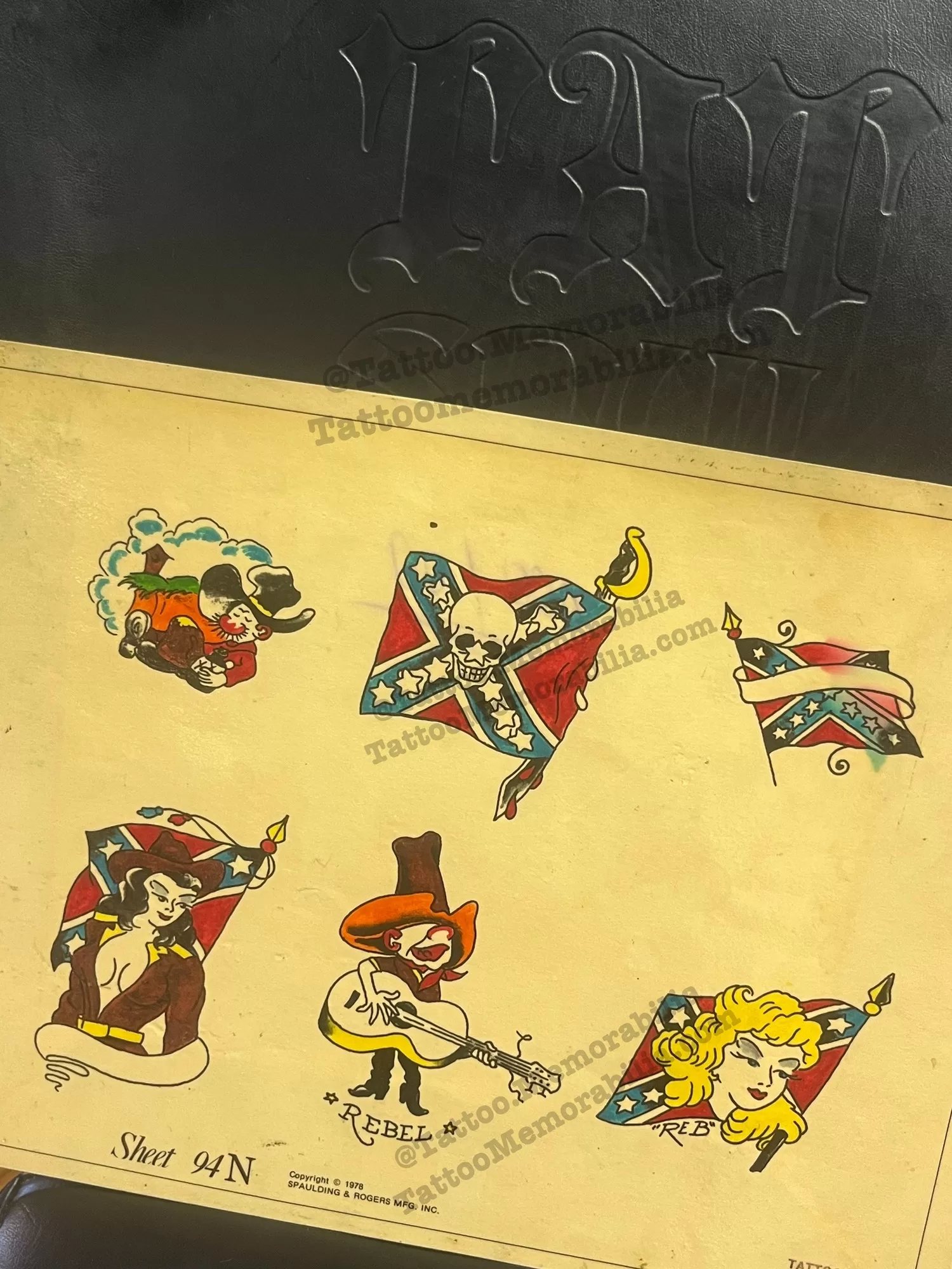 Vintage Tattoo Flash Spaulding & Rogers Mfg 1978 Rebel Tattoo Designs