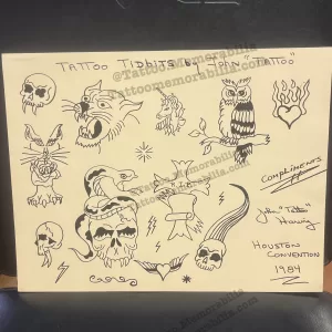 1984 Houston Tattoo Convention Original Tattoo Flash Sheet