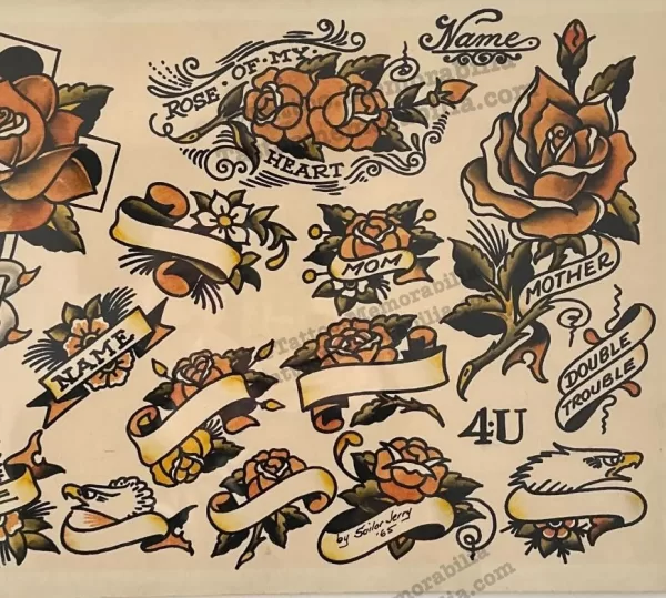 Sailor Jerry-Original Tattoo Flash Sheet 1965