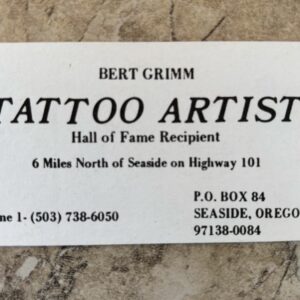 Vintage Bert Grimm Tattoo Artist Business Card