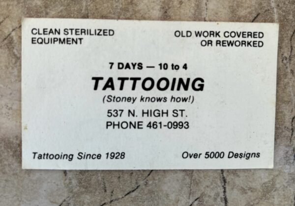 Stoney Tattoo Artist Business Card-Stoney knows how