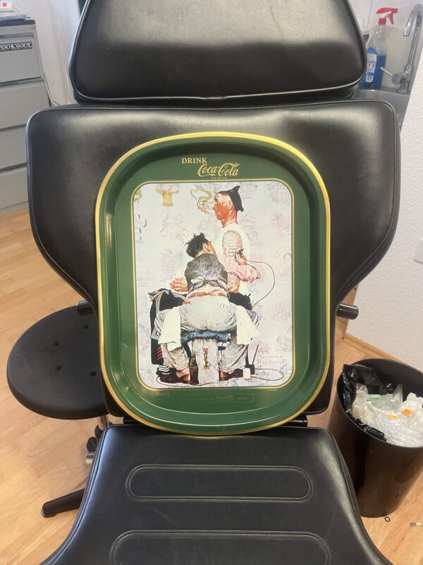 Vintage 1960’s Coca Cola Serving Tray featuring Norman Rockwell’s famous Saturday Evening Post magazine cover "The Tattooist"