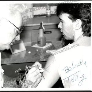 Tattoo Artist Terry Wrigley-Glasgow Scotland-Signed Vintage Photograph Be Luck-Terry