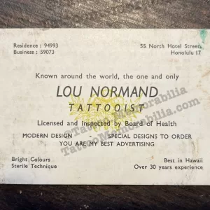 Lou Normand Vintage Tattoo Business Card