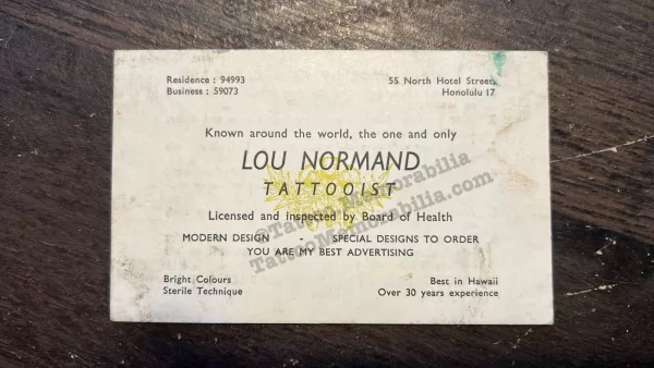 Lou Normand Vintage Tattoo Business Card