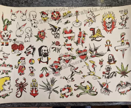 Vintage Zeis 1950’s Colored Production Tattoo Flash