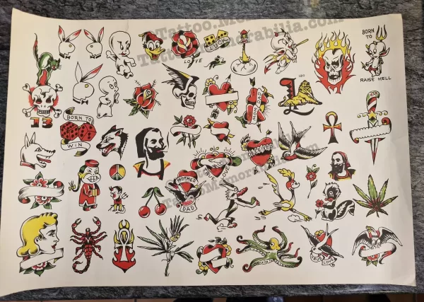 Vintage Zeis 1950’s Colored Production Tattoo Flash