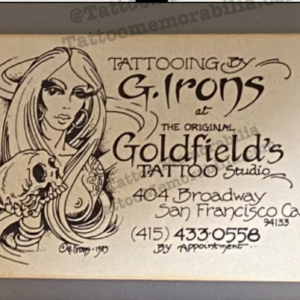 Greg Irons Tattoo Artist Business Card 1980‘s