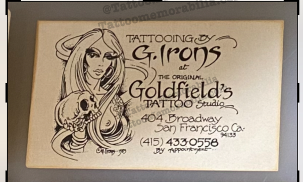 Greg Irons Tattoo Artist Business Card 1980‘s