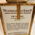 NORMAN ROCKWELL'S THE TATTOOIST EMPTY 11" GOLD KENTUCKY BOURBON DECANTER BOTTLE-Collectible