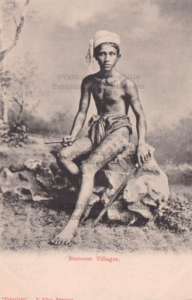 1902 Tattooed Burmese Villager Postcard-Antique RPPC