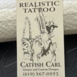 Vintage Tattoo Artist Business Card Catfish Carl Realistic Tattoo Studio