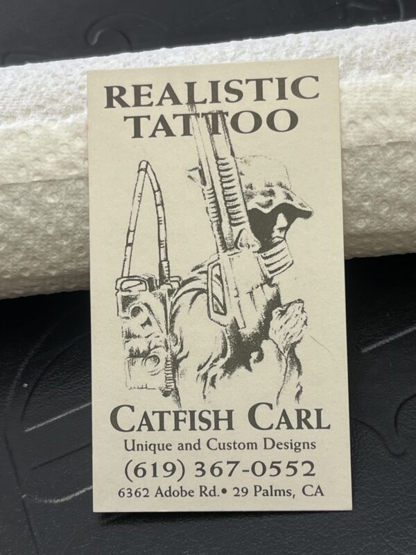 Vintage Tattoo Artist Business Card Catfish Carl Realistic Tattoo Studio