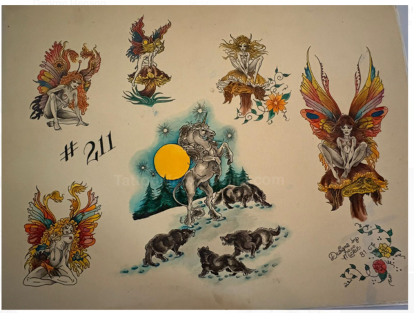 hand painted piece of wall vintage tattoo flash by Mickie Kott 1981