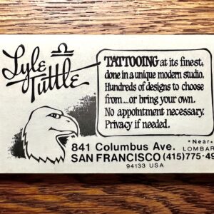 Lyle Tuttle Tattoo Artist Business Card 1982