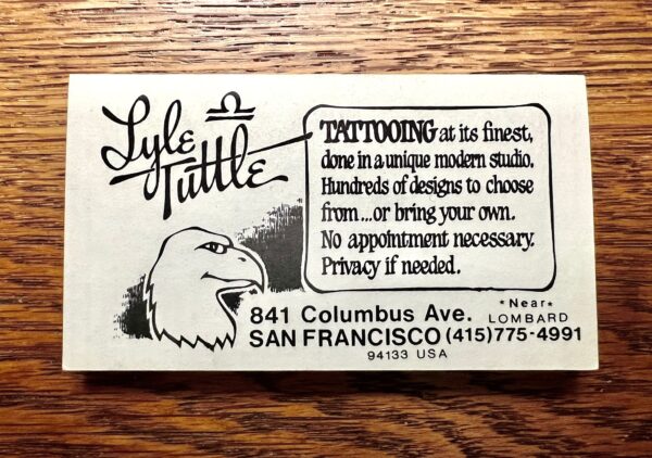 Lyle Tuttle Tattoo Artist Business Card 1982