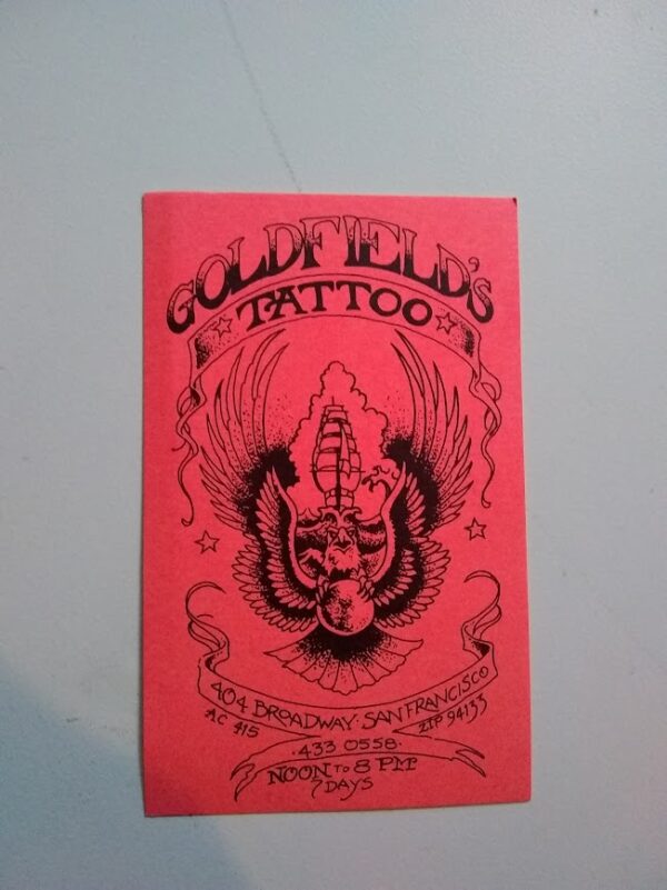 Goldfield`s Tattoo Studio Tattoo Artist Henry Goldfield Business Card