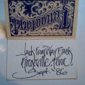 Jack Rudy Tattoo Artist Business Card-Signed 1986