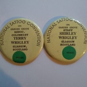 Terry Wrigley Tattoo Artist-Shirley Wrigley-National Tattoo Convention Badge 1991