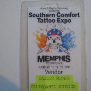 Sailor Moses Tattoo Artist 1993 Southern Comfort Tattoo Expo Badge