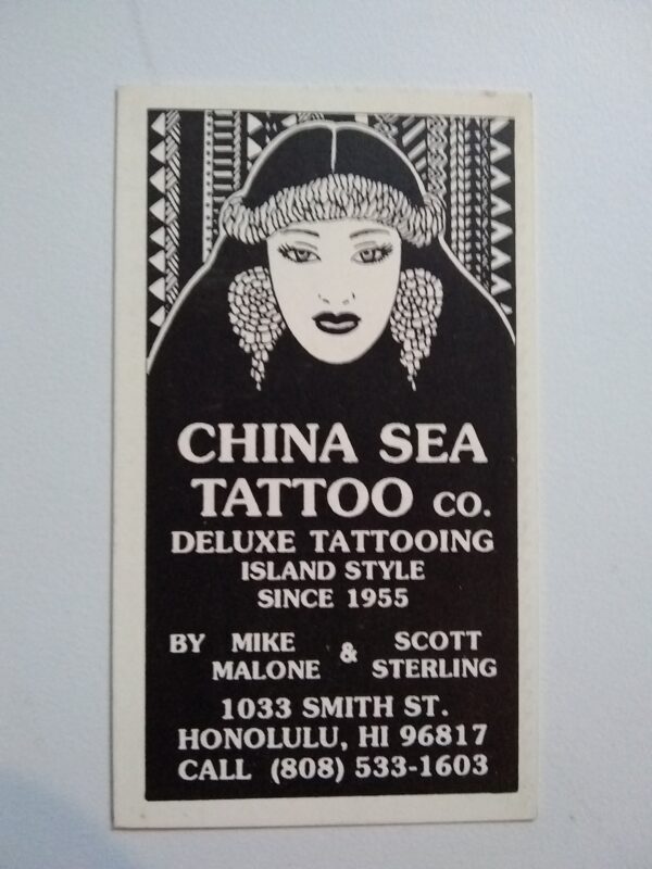 Mike Malone Tattoo Artist Business Card China Sea Tattoo