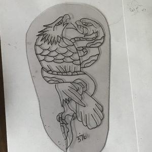 Vintage Acetate Tattoo Stencil-Eagle & Snake #376-Sunset Strip Tattoo Studio