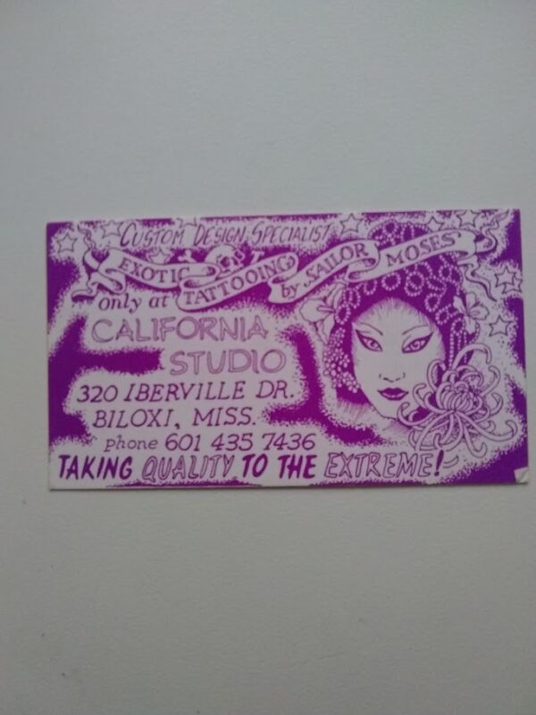 Sailor Moses Tattoo Artist Business Card Vintage 1987