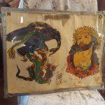 Ted Nelson Tattoo Artist-Vintage Tattoo Flash-Jesus Tattoo Design-Dragon Eagle Duel