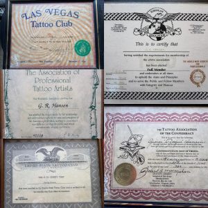 Vintage Tattoo Club Certificates- George Hansen