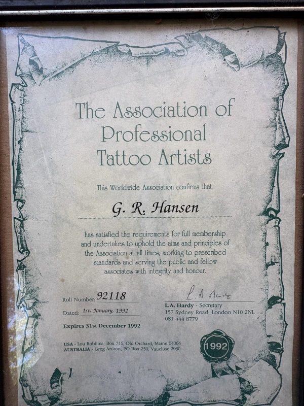 Vintage Tattoo Club Certificates- George Hansen - Image 4