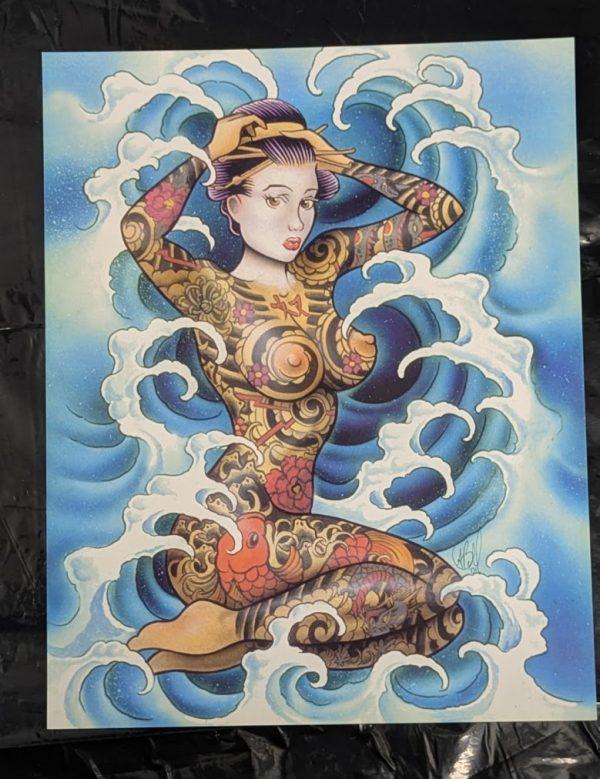 Aaron Bell Tattoo Flash 2001 Tattooed Naked Woman