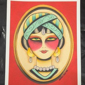 Aaron Bell Tattoo Flash 2006 Blush Woman