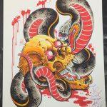Aaron Bell Tattoo Flash 2012 Snake Skull Print