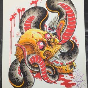 Aaron Bell Tattoo Flash 2012 Snake Skull Print