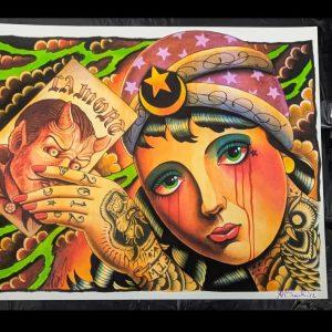 Aaron Bell Tattoo Flash 2012 Fortune Teller Print