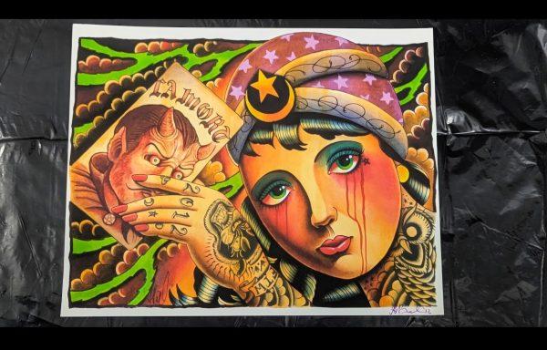 Aaron Bell Tattoo Flash 2012 Fortune Teller Print