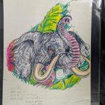 Ed Hardy Original Elephant Drawing 1980