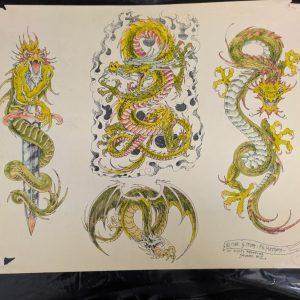 Greg Irons PA Stevens Tattoo Flash Sheet #2 1982