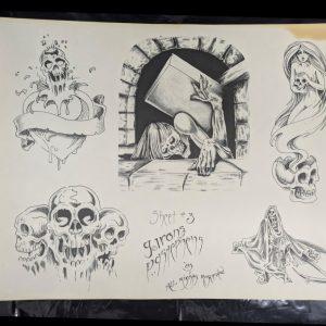 Greg Irons PG Stevens Tattoo Flash Sheet #3 1985