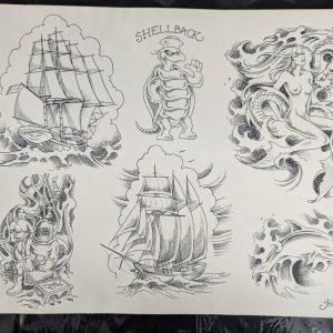 Greg Irons Tattoo Flash Sheet #H 1984