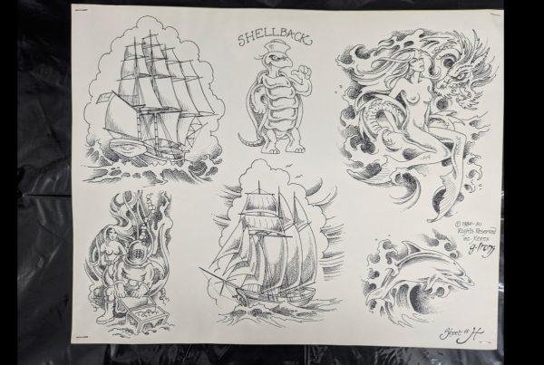 Greg Irons Tattoo Flash Sheet #H 1984