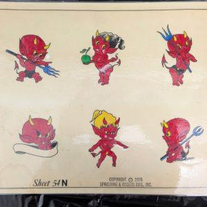 Vintage Tattoo Flash Sheet #54N Hot Stuff Devil Spaulding & Rogers 1976