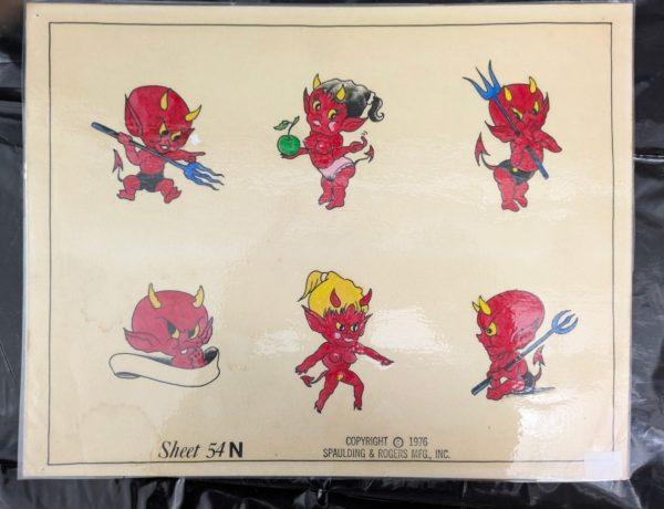 Vintage Tattoo Flash Sheet #54N Hot Stuff Devil Spaulding & Rogers 1976