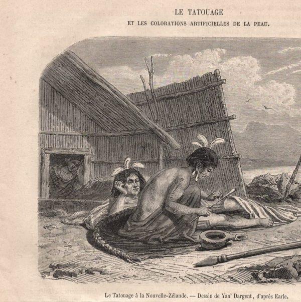 1864 New Zealand Tattooed Natives Tattooing - Image 5