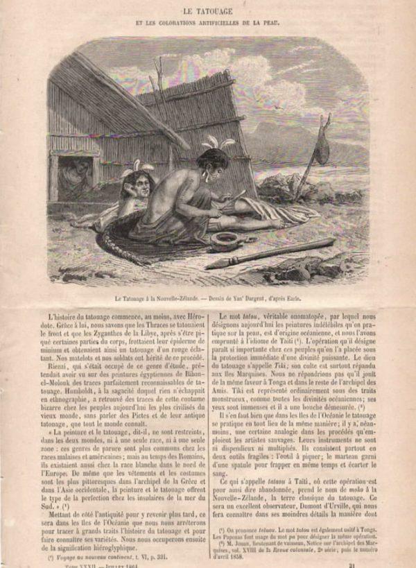 1864 New Zealand Tattooed Natives Tattooing