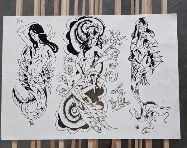 Tattoo Artist Roy Proudlove Production Flash Sheet 8A