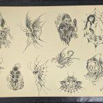 Vintage Pinky Yun Production Tattoo Flash Sheet