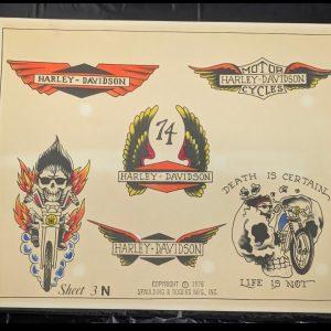 Vintage Spaulding Flash 1976 3N Harley Davidson Tattoo Designs